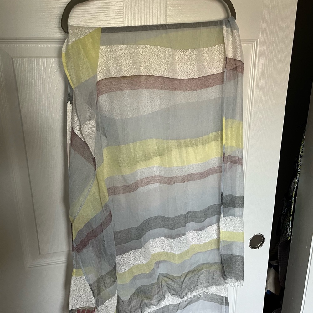 DKNY Sheer White and Gray Scarf